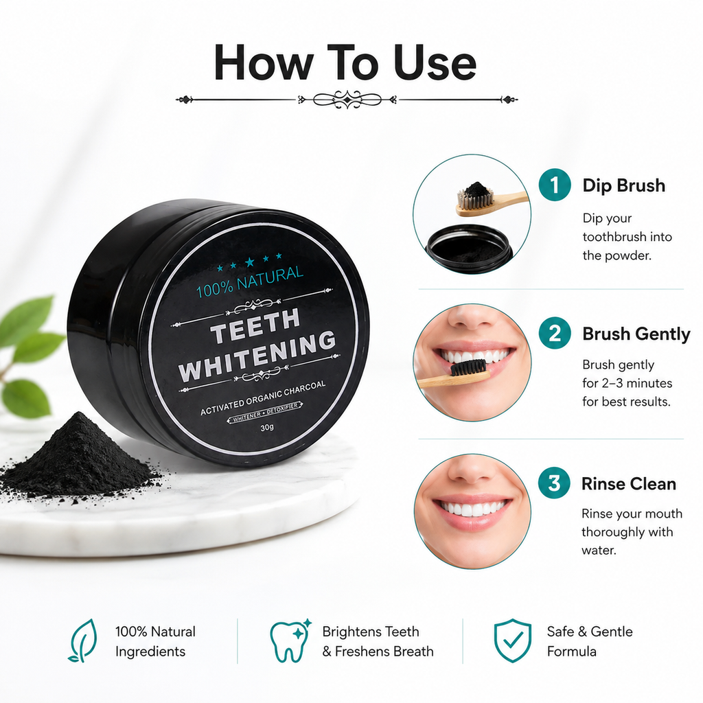 Activated Charcoal Teeth Whitening Powder – Natural Oral Care 30g