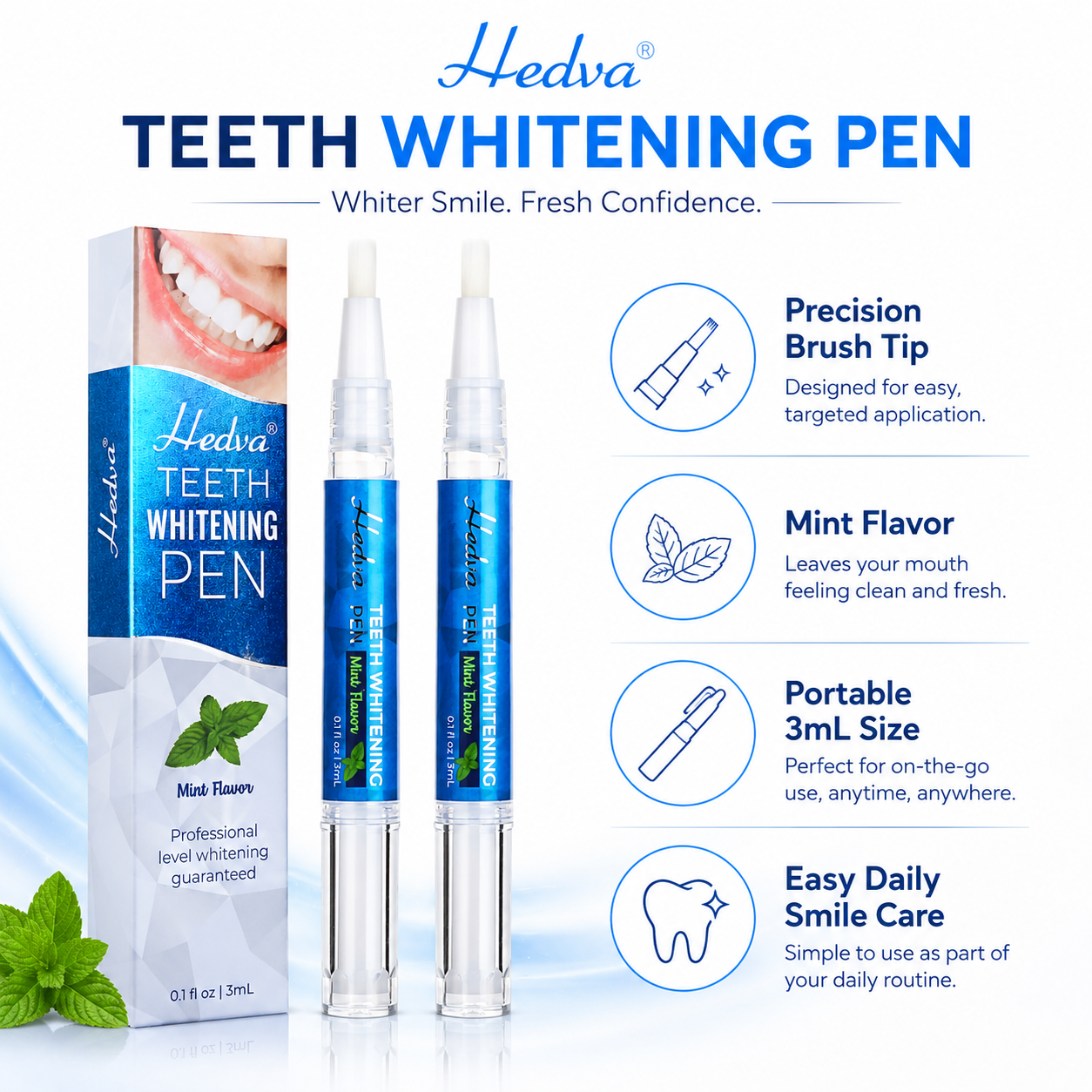 Teeth Whitening Pen – Mint Flavor, 3mL