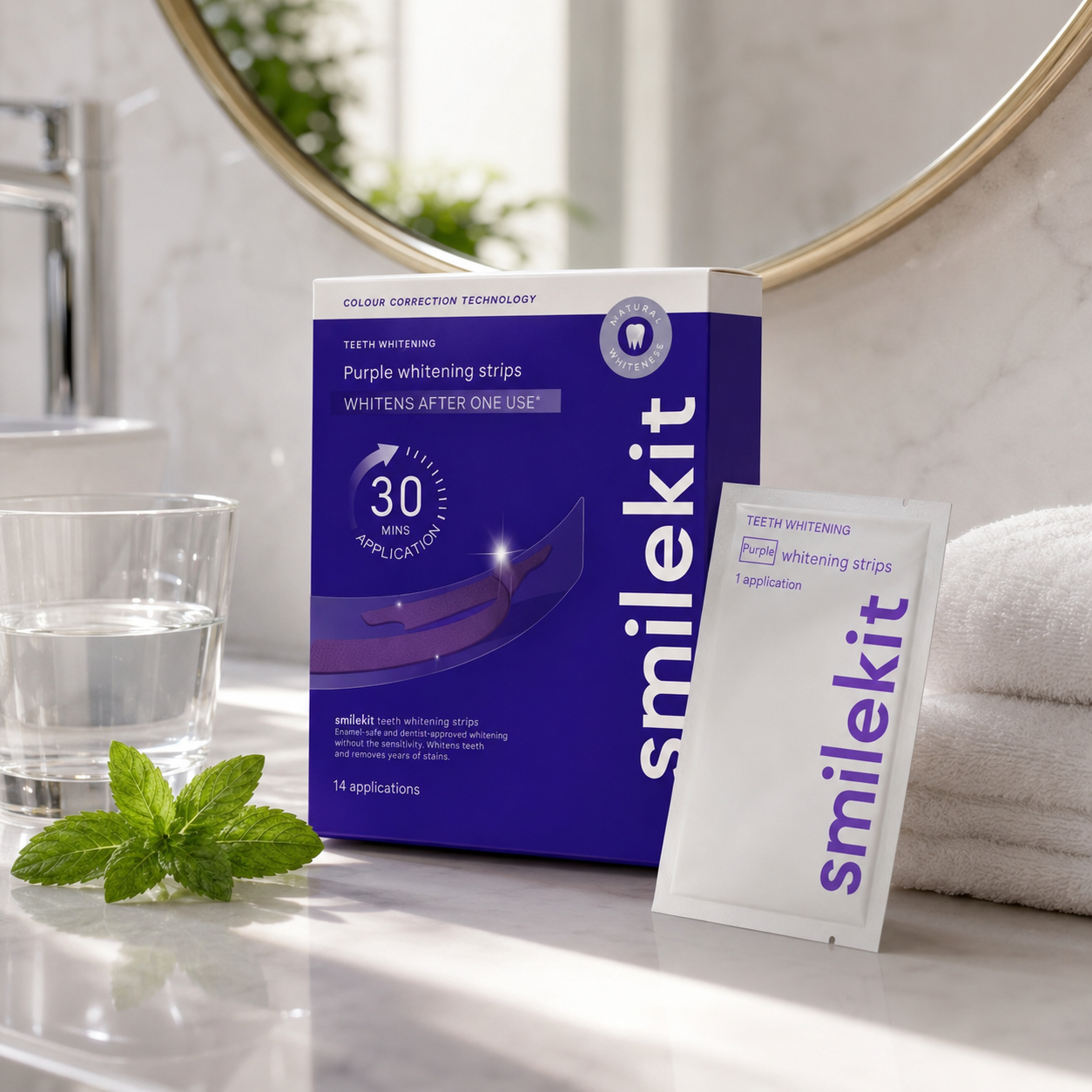 Purple Teeth Whitening Strips – Colour Correcting, 14 Applications