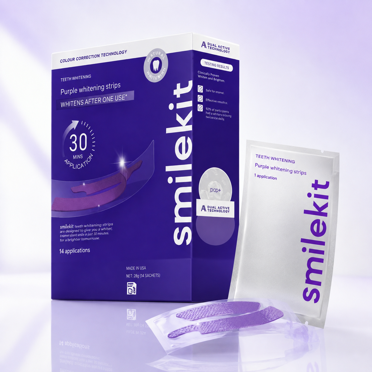 Purple Teeth Whitening Strips – Colour Correcting, 14 Applications