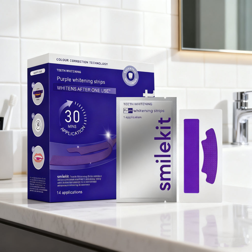 Purple Teeth Whitening Strips – Colour Correcting, 14 Applications